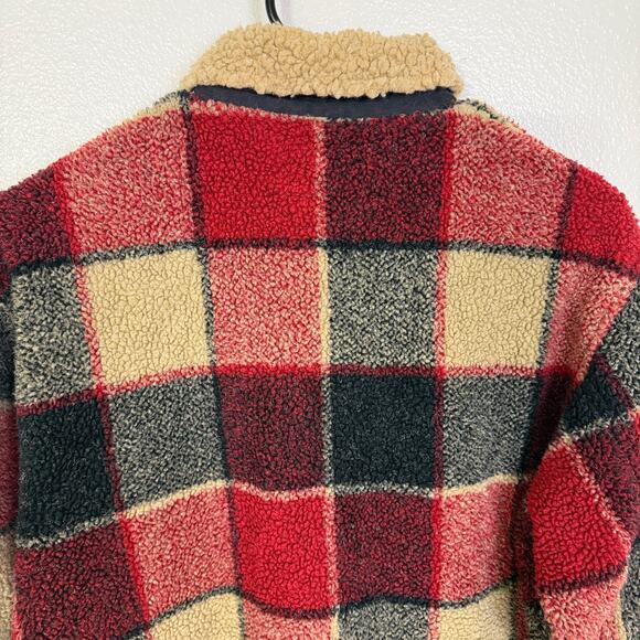 Vtg Tasha Polizzi TP Saddleblanket Fleece Jacket Womens M Red Check Southwest - Picture 9 of 12
